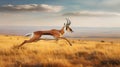 Pronghorn Antelope Leaping Across a Vast Plain. Generative ai