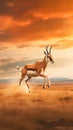 Pronghorn Antelope Leaping Across a Vast Plain. Generative ai