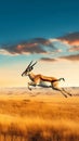 Pronghorn Antelope Leaping Across a Vast Plain. Generative ai