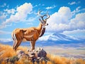 Ai Generated illustration Wildlife Concept of Pronghorn Sentry