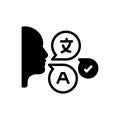 Black solid icon for Pronunciation, dialect and translate