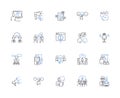 Pronunciation line icons collection. Articulation, Accent, Diction, Enunciation, Fluency, Inflection, Intonation vector