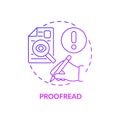 Proofread purple gradient concept icon
