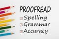 Proofread written on paper sheet