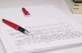 Proofreading paper on table