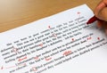 Proofreading sheet on table Royalty Free Stock Photo