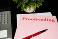 Proofreading sheet on table Royalty Free Stock Photo