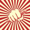 Propaganda Pencil Fork Woodcut Fist Royalty Free Stock Photo