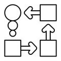 Propaganda scheme thin line icon, osint analytics concept. Vector graphics. Full cycle of squares and circles with Royalty Free Stock Photo
