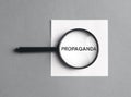 Propaganda word. Fake, misleading and distorted news, brainwash and misinformation