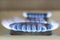 Propane butane gas burns on a kitchen stove