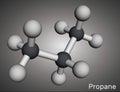 Propane C3H8 molecule. It is three-carbon alkane, molecular model. 3D rendering