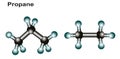 propane gas molecule models and physical chemical formulas