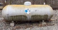 Propane liquid gas tank on cement blocks