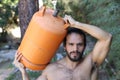 Propane tank delivery man with attractive look Royalty Free Stock Photo