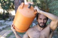 Propane tank delivery man with attractive look Royalty Free Stock Photo