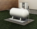 Propane tank in the garden of a house. 3D illustration Royalty Free Stock Photo