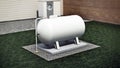 Propane tank in the garden of a house. 3D illustration Royalty Free Stock Photo