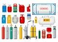 Propane tanks. Gas safety ballons dangerous oxygen or propane vector illustrations