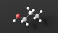 1-propanol molecule, molecular structure, propanol, ball and stick 3d model, structural chemical formula with colored atoms