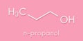 Propanol n-propanol solvent molecule. Skeletal formula.