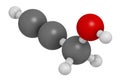 Propargyl alcohol molecule. 3D rendering. Atoms are represented as spheres with conventional color coding: hydrogen (white), Royalty Free Stock Photo