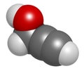 Propargyl alcohol molecule. 3D rendering. Atoms are represented as spheres with conventional color coding: hydrogen (white), Royalty Free Stock Photo