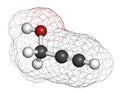 Propargyl alcohol molecule. 3D rendering. Atoms are represented as spheres with conventional color coding: hydrogen (white), Royalty Free Stock Photo