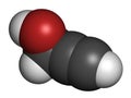 Propargyl alcohol molecule. 3D rendering. Atoms are represented as spheres with conventional color coding: hydrogen (white), Royalty Free Stock Photo