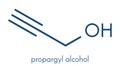 Propargyl alcohol molecule. Skeletal formula. Royalty Free Stock Photo