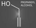 Propargyl alcohol molecule. Skeletal formula. Chemical structure Royalty Free Stock Photo