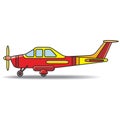 Propeller aircraft landed on smooth shadow vector illustration Royalty Free Stock Photo