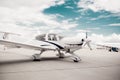 Propeller airplane in airport, plane on parking Royalty Free Stock Photo