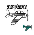 A propeller airplane drawing coloring page for toddler.