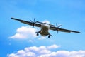 Propeller airplane landing