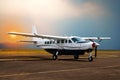 Propeller Airplane Parking At The Airport Royalty Free Stock Photo