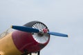 The propeller of an airplane, AT-6 Texan Propeller and Engine, Vintage restored Canadian-made Harvard trainer airplanes Royalty Free Stock Photo