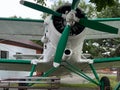 Propeller biplane aircraft type SP-ZEN - PZL-Mielec An-2 standing on the square in front of the Aviation Center of the State