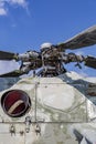 Propeller and blades of a military helicopter against the sky Royalty Free Stock Photo