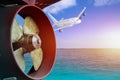 Propeller Close up and Repair Cargo ship in floating dry dock. Royalty Free Stock Photo