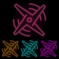 propeller color neon set. Simple thin line, outline vector of drones icons for ui and ux, website or mobile application Royalty Free Stock Photo