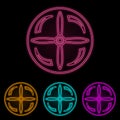 propeller color neon set. Simple thin line, outline vector of drones icons for ui and ux, website or mobile application Royalty Free Stock Photo