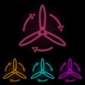 propeller color neon set. Simple thin line, outline vector of drones icons for ui and ux, website or mobile application Royalty Free Stock Photo