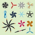 Propeller fan vector illustration fan propeller wind ventilator equipment air icon blower cooler set rotation technology