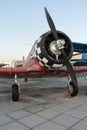 Propeller of an historical aircraft. Model of steel ancient fight airplane Royalty Free Stock Photo