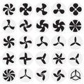 Propeller icons set on circles background for graphic and web design. Simple vector sign. Internet concept symbol for Royalty Free Stock Photo