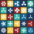 Propeller icons set on color squares background for graphic and web design. Simple vector sign. Internet concept symbol Royalty Free Stock Photo