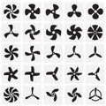 Propeller icons set on squares background for graphic and web design. Simple vector sign. Internet concept symbol for