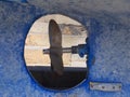 Propeller and keel of an old bluel fishing boat Royalty Free Stock Photo