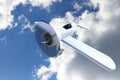 Propeller plane against the sky. 3D render Royalty Free Stock Photo